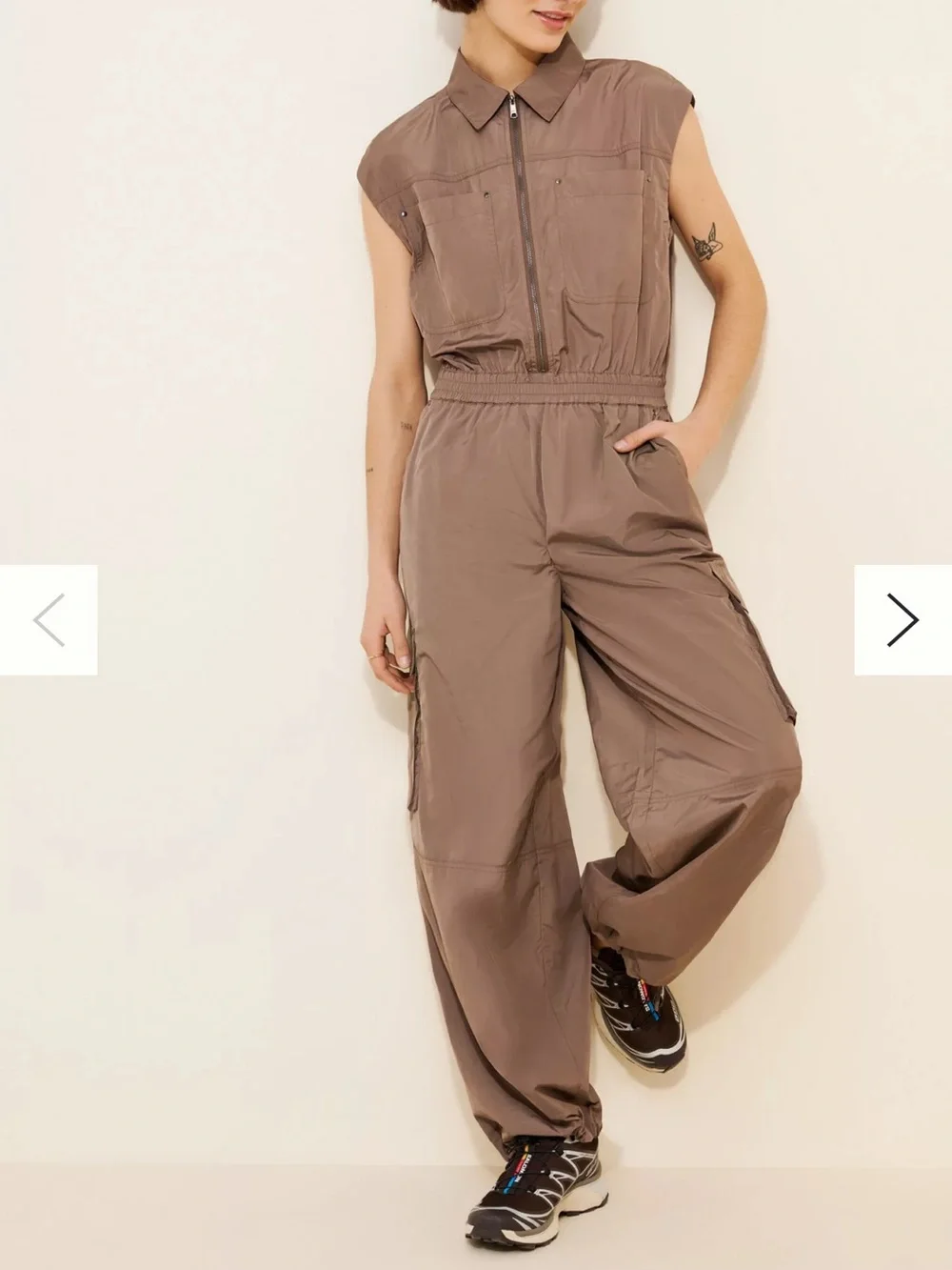 pistola Becca Sleeveless Utility Jumpsuit in Taupe Anthropologie Size XS